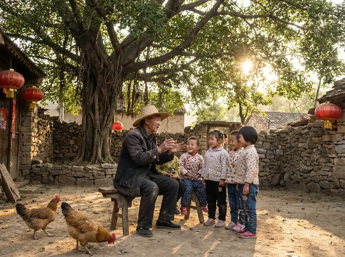 老人在大榕树下给孩子们讲故事 - 我就是这般女子全40集 乡村记忆
